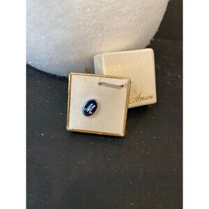 Vintage Anson Silver Letter "M" Tie Tack Pin Engraved Men's Jewelry